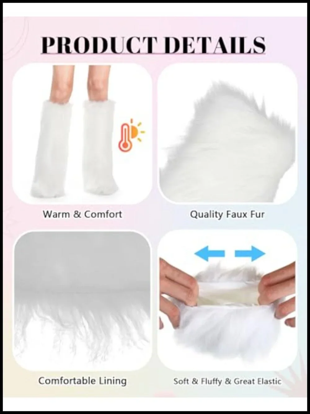 Faux Fur Leg Warmers & Wrist Cuff Set Winter Warm Fluffy